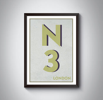N3 Finchley London Typography Postcode Print, 8 of 10
