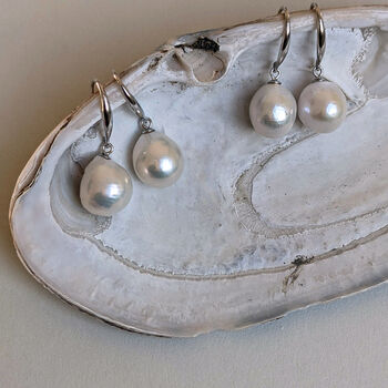 Baroque Pearl Sterling Silver Hook Earrings, 6 of 12