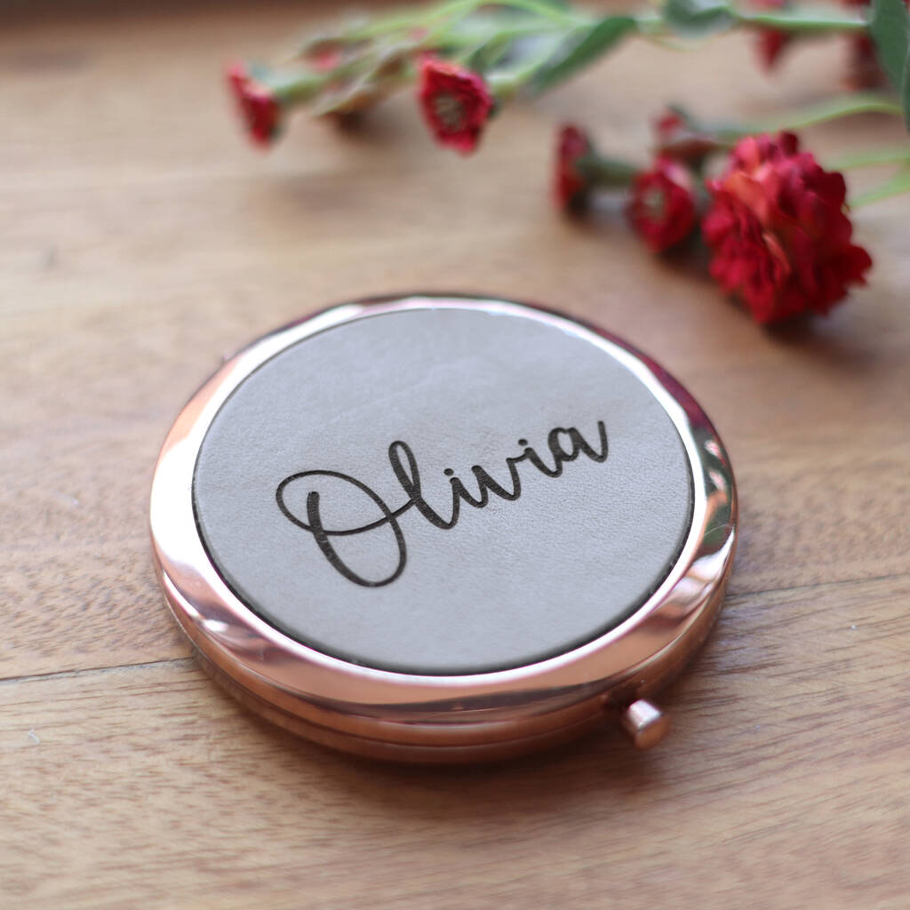 Personalised Rose Gold Compact Mirror, 1 of 12
