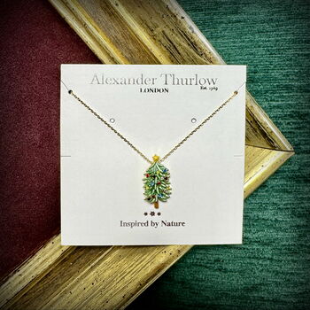 Christmas Tree Necklace, 14k Gold Plated, 2 of 4
