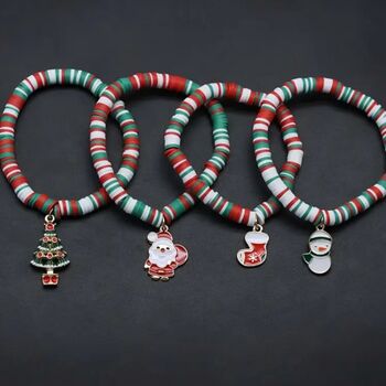 Sale! Now Two For One! Christmas Wish Charm Bracelets, Santa, Snowman, Candy Cane, Stocking, Tree, 2 of 10