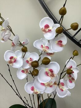 White Mini Artificial Silk Orchid Flower Arrangement Mothers Day Gift, 2 of 6