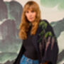 Wisteria And Chrysanthemum Black And Pink Embroidered Short Kimono, thumbnail 5 of 7
