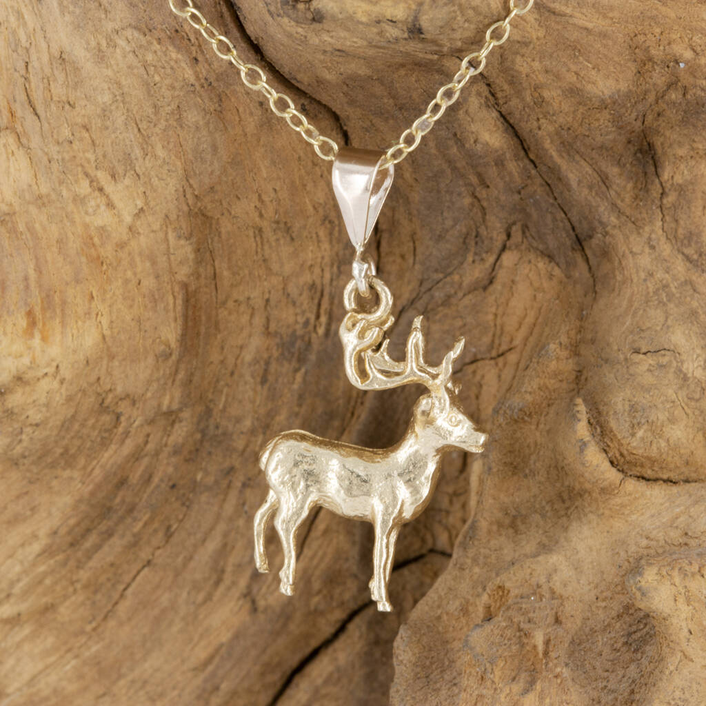 Solid 9ct Gold Stag Pendant/Necklace By Simon Kemp Jewellers ...