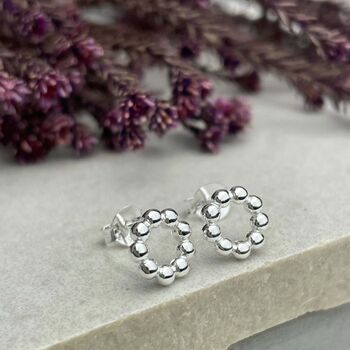 Sterling Silver Circle Studs Earrings, 5 of 12
