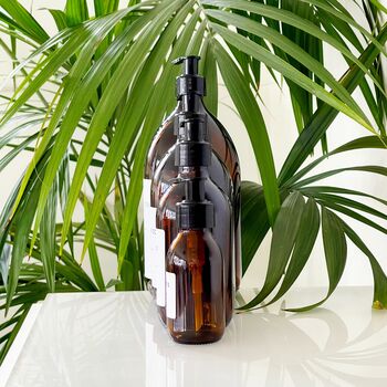 Refillable Amber Bottle With White Minimalist Label, 7 of 8
