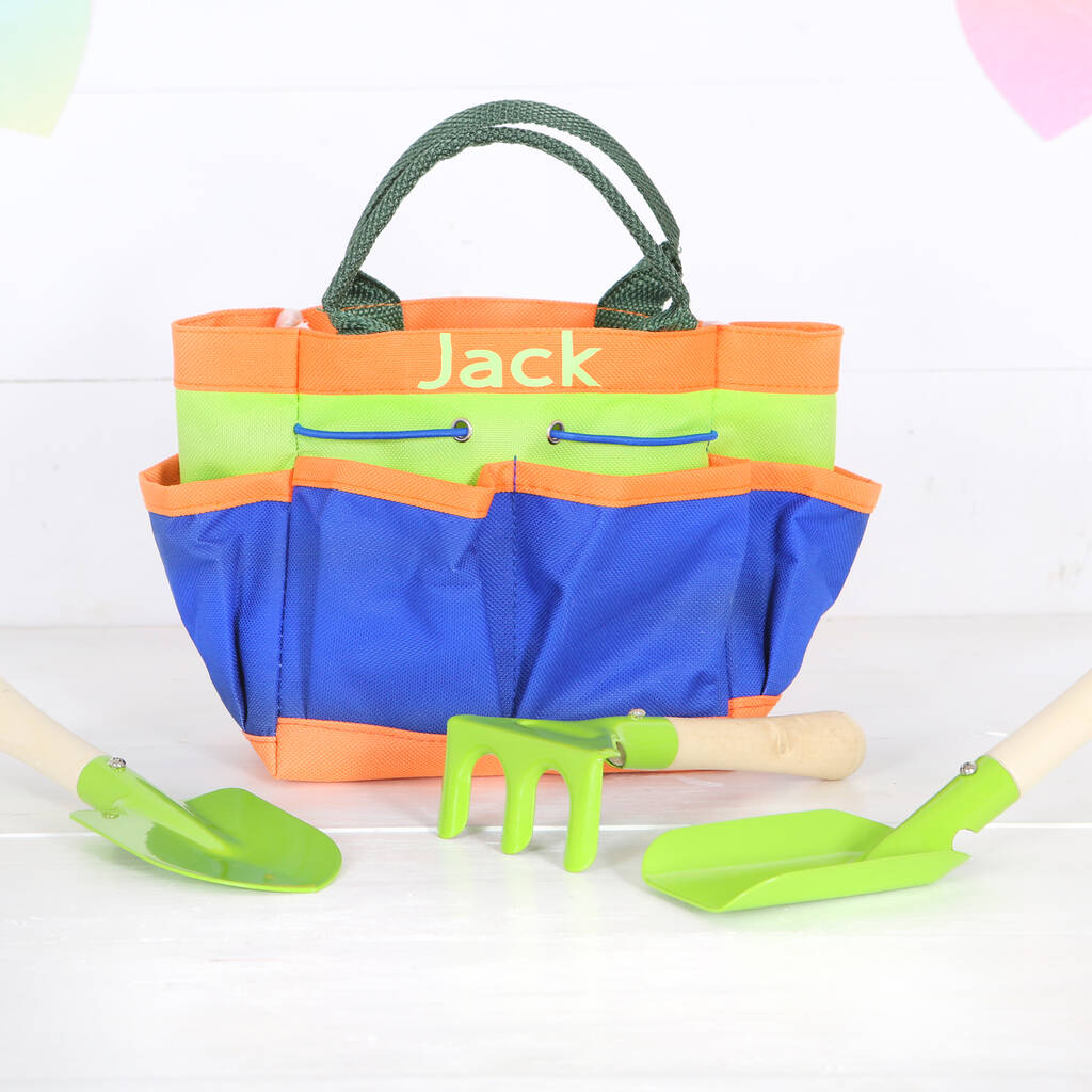 Children's Personalised Gardening Bag With Tools, 1 of 2