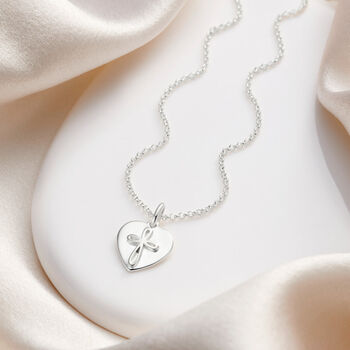 Personalised Cherish Heart Necklace Sterling Silver | Baptism | 1st Birthday | Engraved Jewellery, 2 of 6