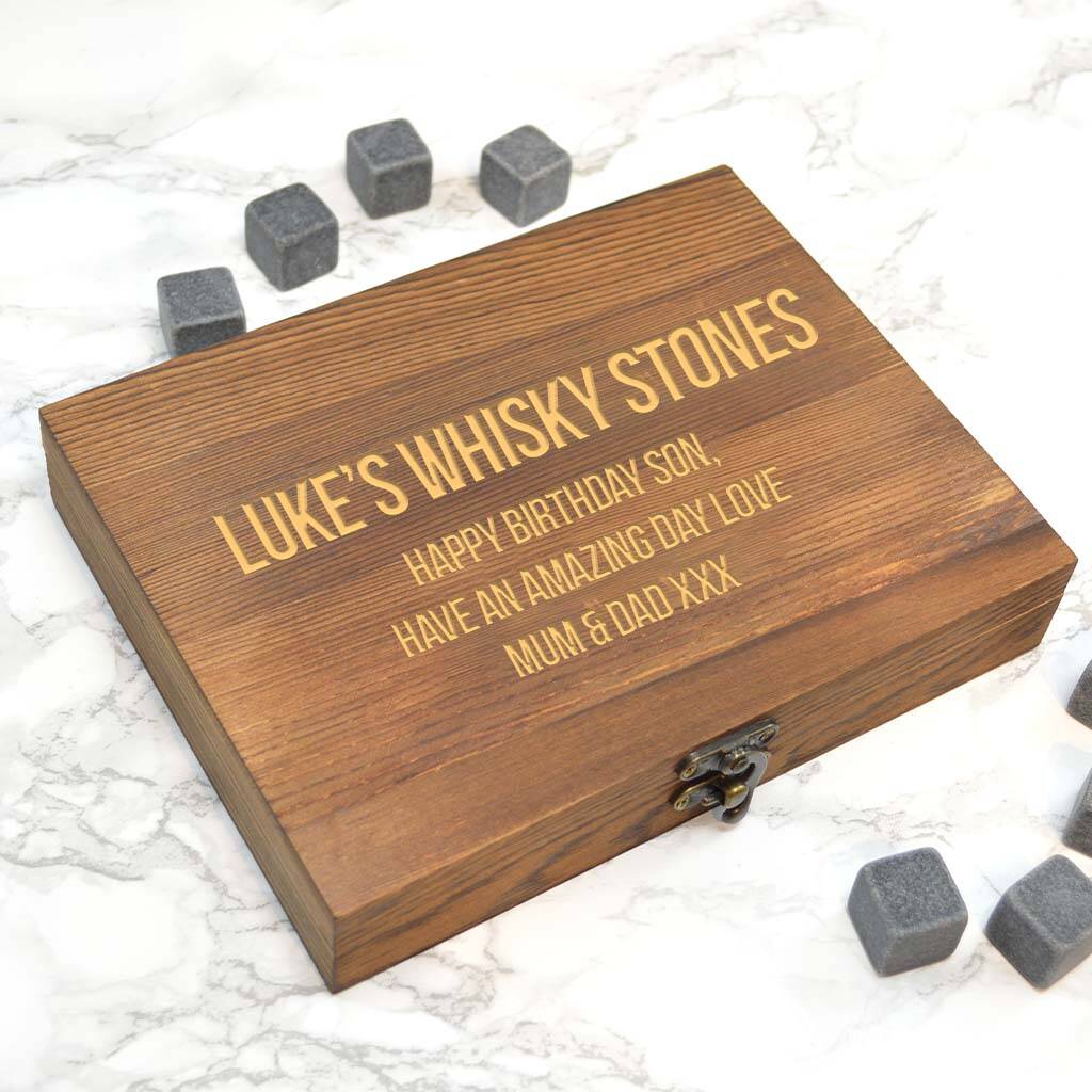 Personalised Whisky Stones And Coaster Set With Tongs, 1 of 5