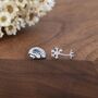 Mismatched Anatomical Brain And Neurone Stud Earrings In Sterling Silver, thumbnail 5 of 12