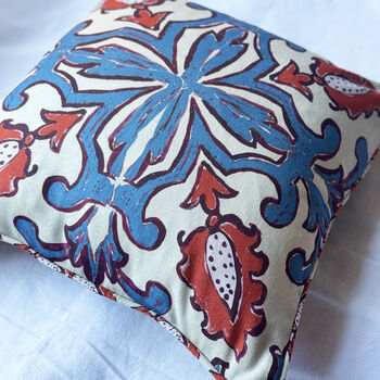 Moroccan Tile Print Linen Cushion Cover, 2 of 4