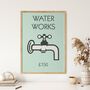Retro Water Works Bathroom Print, thumbnail 4 of 8