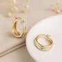 Solid 9ct Mixed Gold Double Hinged Hoop Earrings, thumbnail 1 of 5