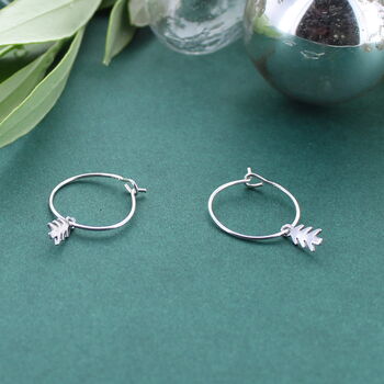 Dainty Christmas Tree Hoop Earrings, 2 of 3