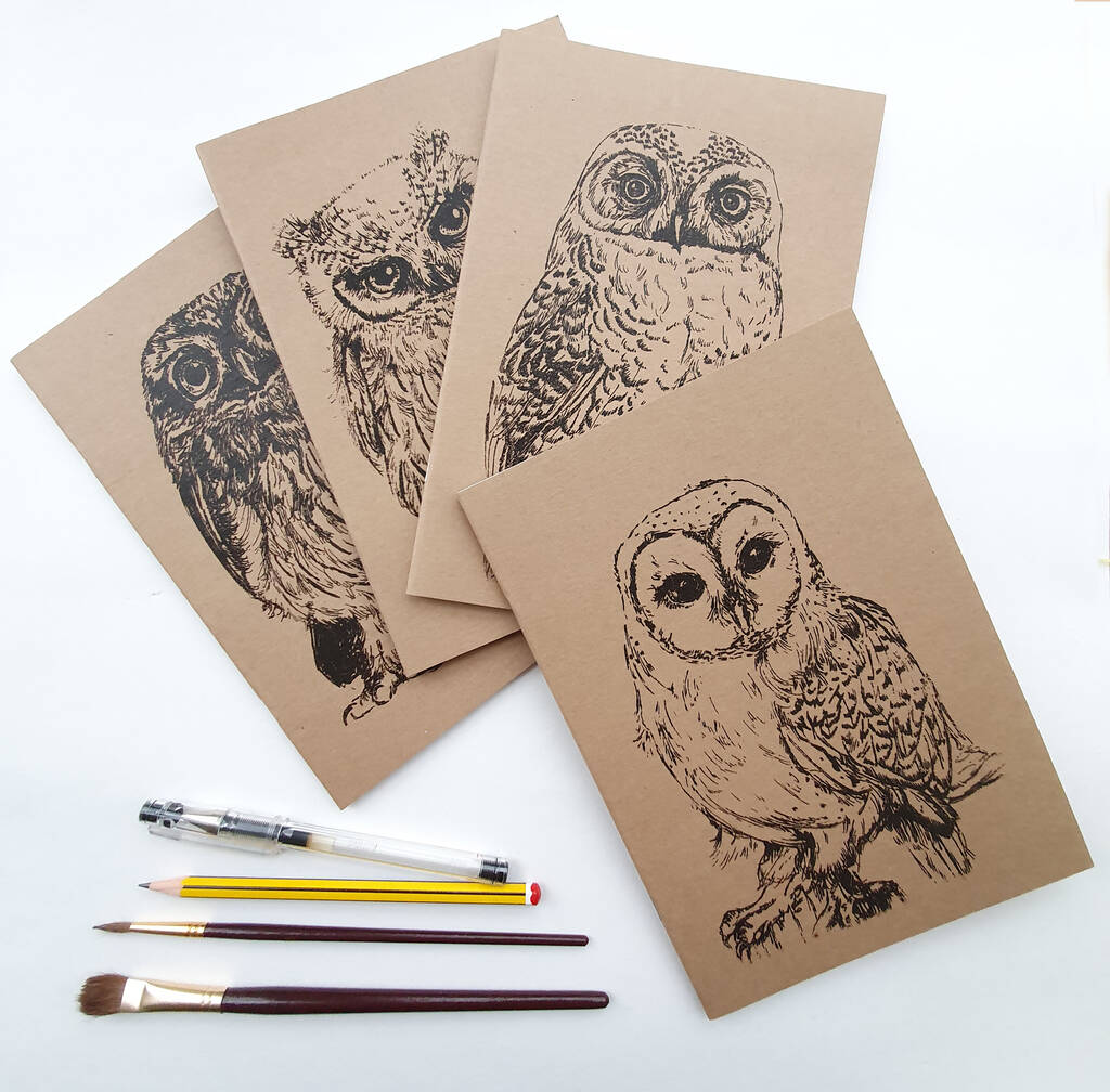 A5 Owl Notebook In A Choice Of Plain Or Lined Paper, 1 of 12