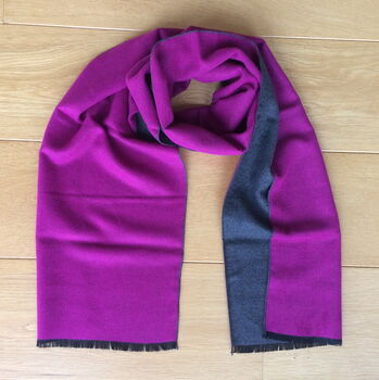 Scarf Fuchsia / Grey Double Sided Soft And Warm, 2 of 8