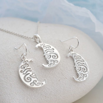 Sterling Silver Henna Moon Necklace, 3 of 7