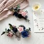 Navy And Dusty Pink Floral Bridal Hair Pins, thumbnail 4 of 5