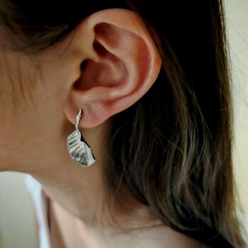Textured Leaf Stud Earrings In 16 K Gold And 925 Sterling Silver, 4 of 12