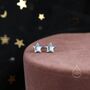Moonstone Star Stud Earrings In Sterling Silver, thumbnail 2 of 11
