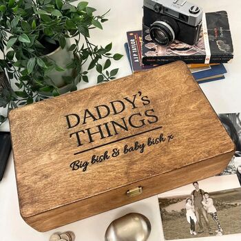 Large Daddy's Things Personalised Wooden Memory Box, 2 of 11