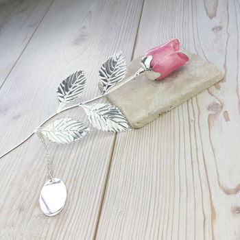 Personalised Silver Plated Eternal Pink Rose, 2 of 6
