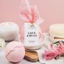 Love And Hugs Pink Lemonade Bath Bomb Heartfelt Gift, thumbnail 1 of 4