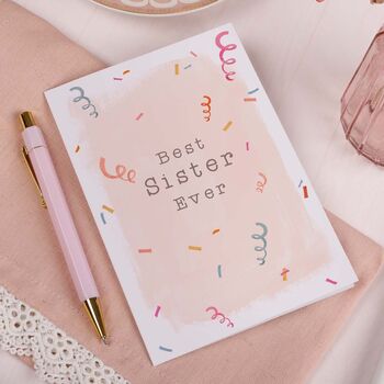 'Best Sister Ever' Peach Happy Birthday Card, 2 of 2