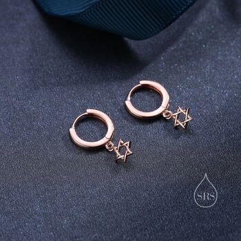 Pair Of Star Of David Huggie Hoop Earrings, 5 of 10