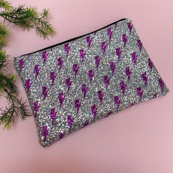 Pink Bolt Glitter Clutch Bag, 3 of 5