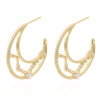 Phoebe Constellation Moon Hoop Earrings | Gold Plated, 3 of 8