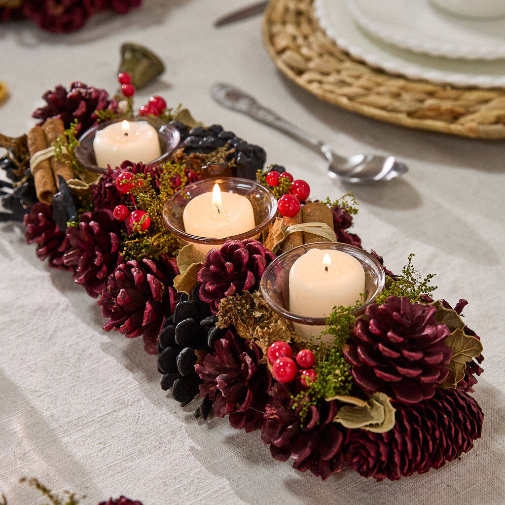 Natural Christmas Triple Candle Holder, 1 of 5