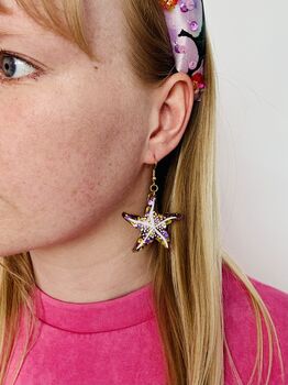 Large Starfish Glitter Resin Earrings / Gift For Beach Lovers, 9 of 9