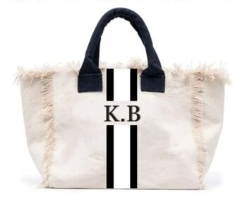 Personalised Annie Stripe Fringe Shoulder Tote Beach Bag, 9 of 12