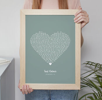 Favourite Lyrics Love Heart Personalised Print, 10 of 10