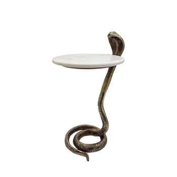 Snake Side Table With White Marble Top, 2 of 2
