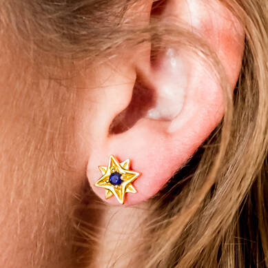 Guiding North Star Garnet Studs Gold Plated, 1 of 9