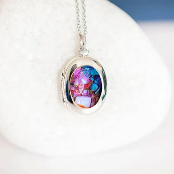 Personalised Sterling Silver Pink Mohave Turquoise Locket, 2 of 11