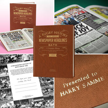 Bath Personalised Rugby Union Newspaper Book, 7 of 12