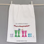 Personalised Anniversary Welly Boot Tea Towel, thumbnail 1 of 4