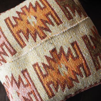 Turkish Kilim Rust Diamond Cushion, 7 of 12