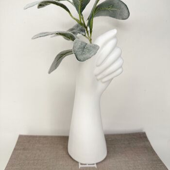 White Ceramic Hand Vase, 3 of 4