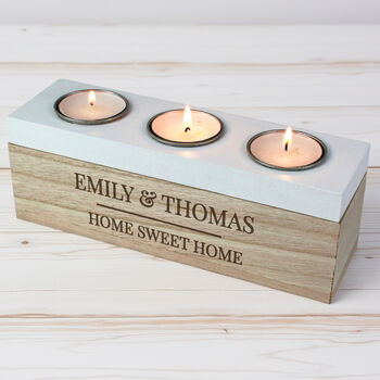 Personalised Classic Triple Tea Light Box Tealight Hold, 7 of 12