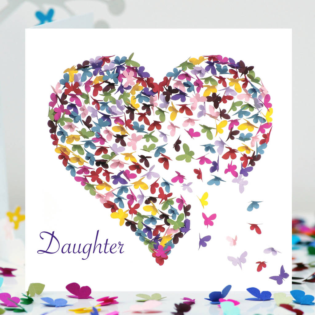 Kaleidoscope Butterfly Love Heart Daughter Card, 1 of 7