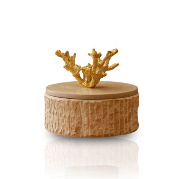 Travertine Storage Box With Coral Handle, 2 of 2