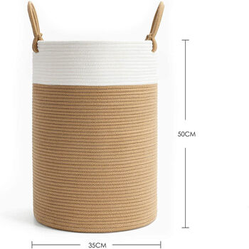 Tall Slim Cotton Rope Laundry Basket Nursery Storage, 2 of 8