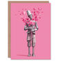 Tinman Holding Love Heart Balloon Bundle Bouquet Valentine's Card, thumbnail 1 of 6