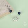 Sterling Silver Sapphire Blue Trillion Cut Cz Hoop Earrings, thumbnail 3 of 11