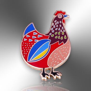 Colourful Hen Chicken Hard Enamel Pin, 3 of 8