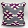 Square Ikat Silk Cushion Grey And Purple Weave, thumbnail 6 of 7